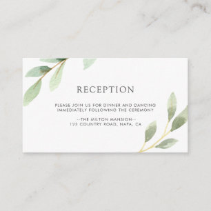 Green Foliage Botanical Wedding Reception Enclosure Card