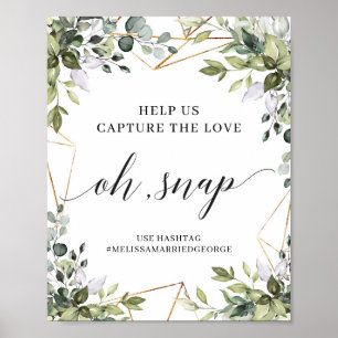 Green foliage eucalyptus leaves boho oh snap sign