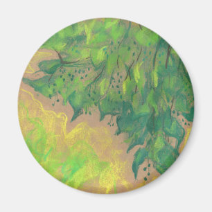 "Green Foliage", floral design, pastel drawing Magnet