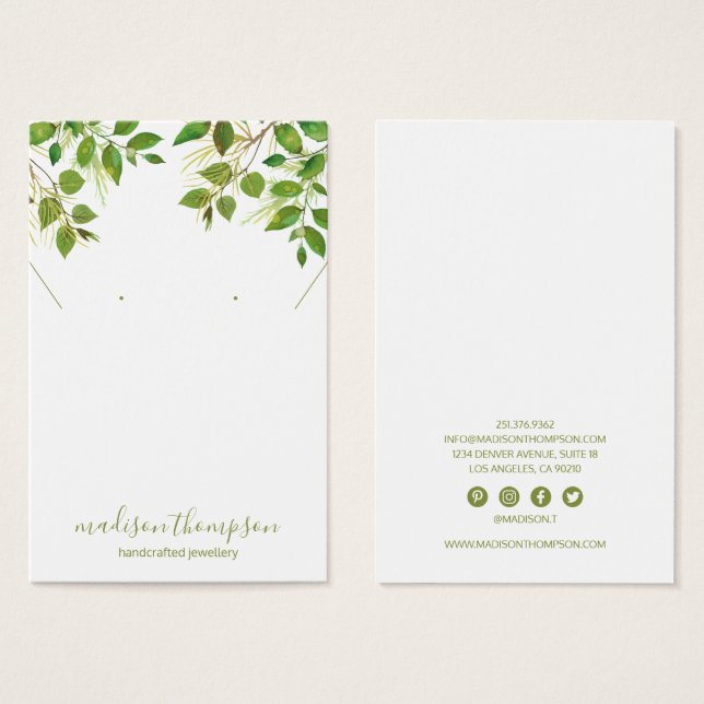 Green Foliage Jewellery Necklace Earrings (Front & Back)