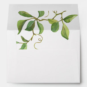 Green Foliage Lined Envelope