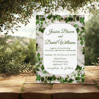 Green Foliage Minimalist Wedding Invitation 