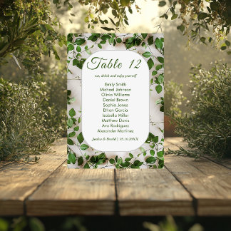 Green Foliage Minimalist Wedding Seating Card