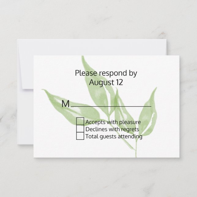 Green Foliage Nature Wedding RSVP Card (Front)