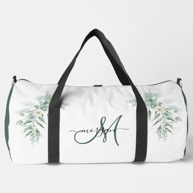 Green Foliage Personalized Gym Duffel Bag (Front)