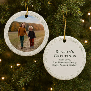 Green Foliage Photo Christmas Keepsake Ceramic Tree Decoration