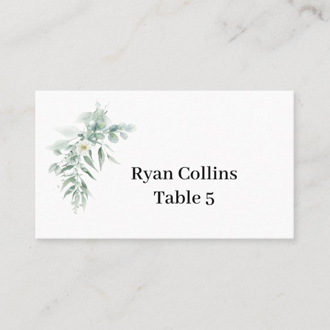 Green Foliage Place Cards (Front)