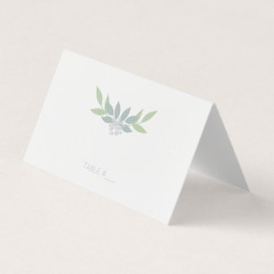 Green foliage place cards - folded