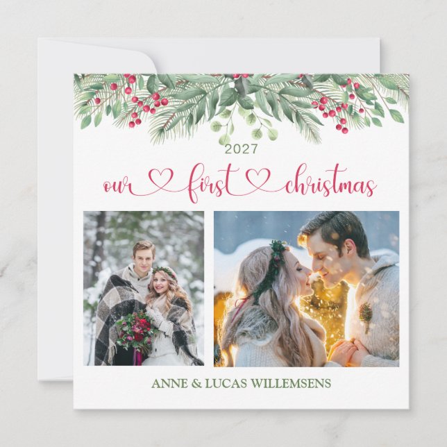 Green Foliage Red Berry Our 1st Christmas Photo (Front)