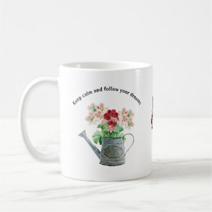 Green Foliage Watercolor Flowers Coffee Mug