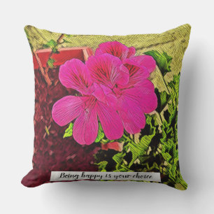 Green Foliage Watercolor Flowers  Cushion
