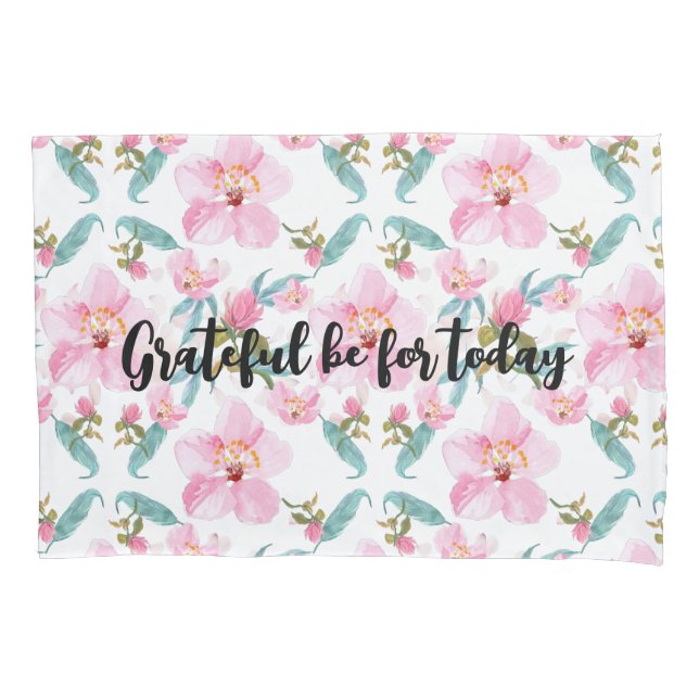 Green Foliage Watercolor Flowers  Pillowcase (Front)