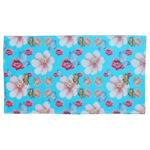 Green Foliage Watercolor Flowers  Pillowcase