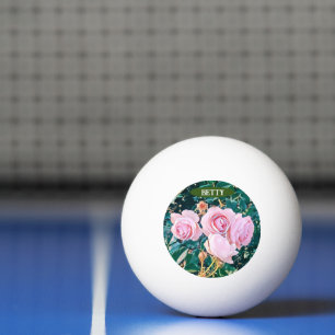 Green Foliage Watercolor Flowers  Ping Pong Ball