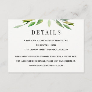 Green Foliage Wedding Details Enclosure Cards