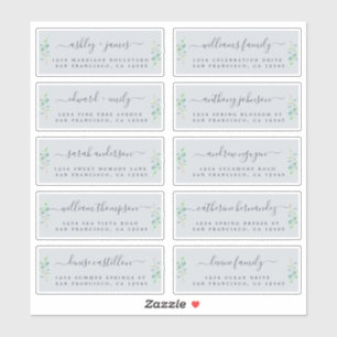 Green Foliage Wedding Guest Address Labels