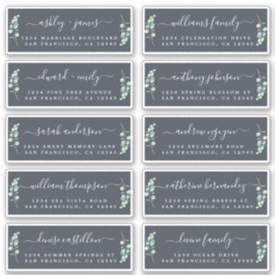 Green Foliage Wedding Guest Address Labels