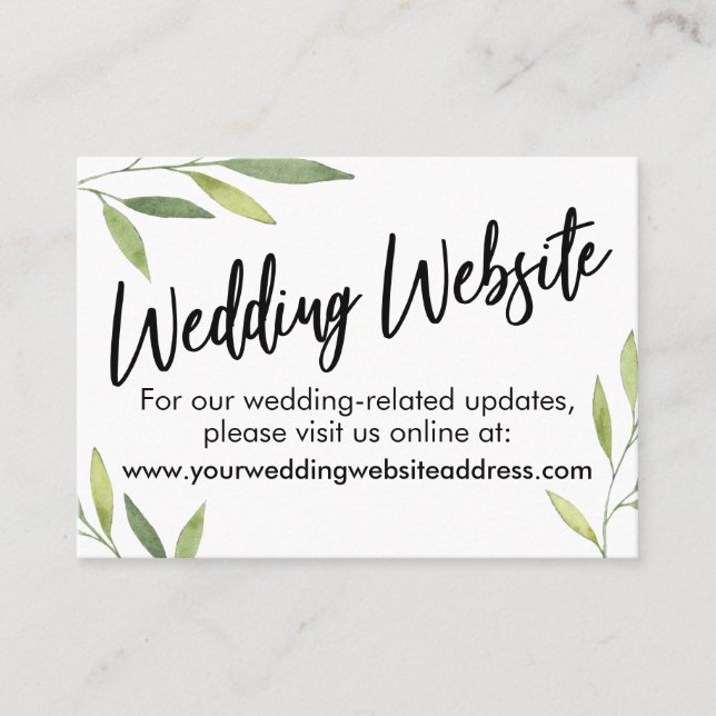Green Foliage Wedding Website, Save the Date Card (Front)