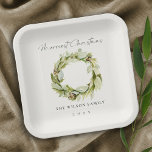 Green Foliage Winter Wreath Merriest Christmas  Paper Plate<br><div class="desc">If you need any further customisation please feel free to message me on yellowfebstudio@gmail.com.</div>