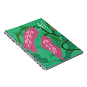 Green Foliage with Purple Flower Water Bottle Notebook