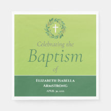 Green Foliage Wreath and Cross Spring Baptism