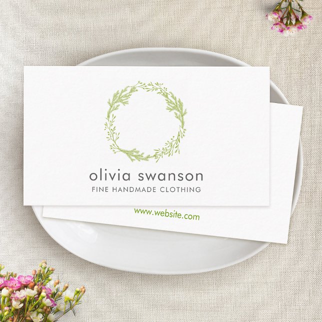 Green Foliage Wreath  Business Card (Creator Uploaded)