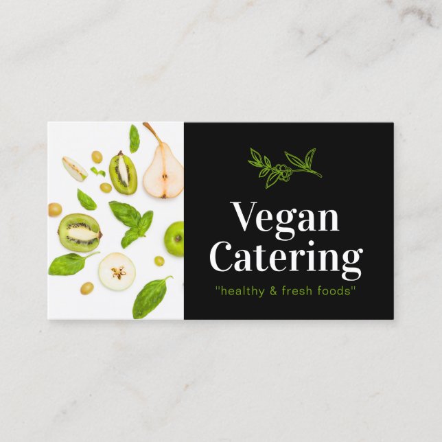 Green Food Healthy Nutrition Organic Vegan Bakery Business Card (Front)