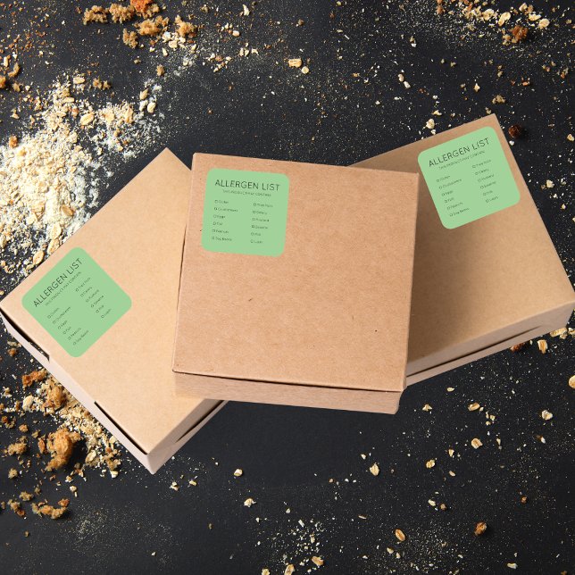 Green Food Safety Allergy Ingredient Bakery Square Square Sticker (Creator Uploaded)