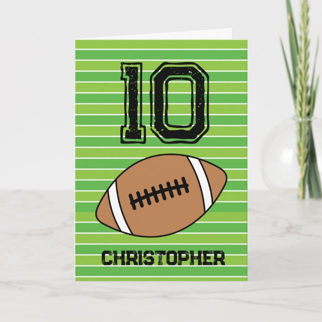 Green Football 10th Birthday Card (Front)
