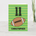 Green Football 11th Birthday Card<br><div class="desc">Personalised football 11th birthday card for son,  grandson,  nephew,  etc. The front features a place for you to personalise with his name. A great football birthday card for football players and football fans.</div>