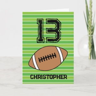 Green Football 13th Birthday Card