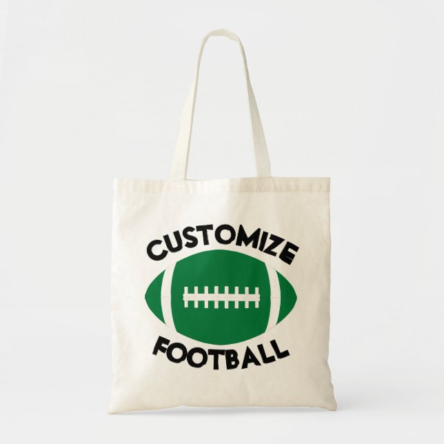 Green Football Customised Team Name or Text Sports Tote Bag (Front)