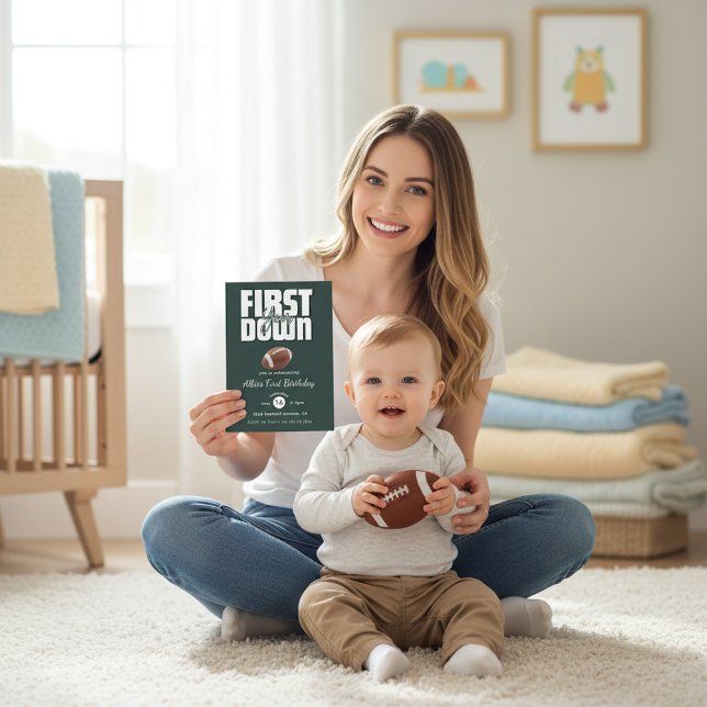 Green Football First Birthday Invite (Creator Uploaded)