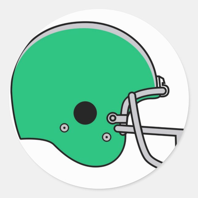 Green football helmet classic round sticker (Front)