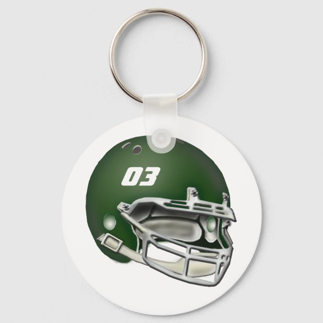 Green Football Helmet Key Ring (Front)