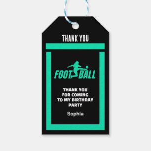 Green Football Player Girl, Birthday Girl Team Gift Tags