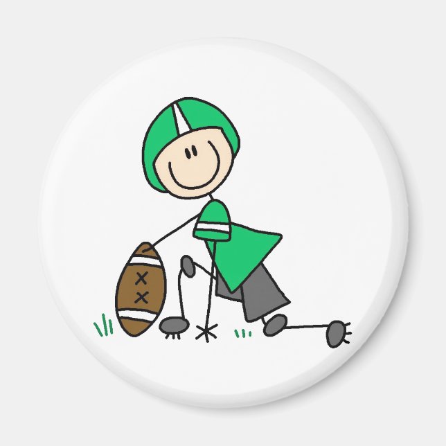Green Football Player Magnet (Front)