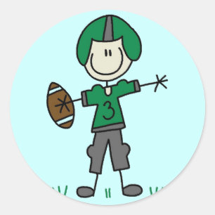 Green Football Player T-shirts and Gifts Classic Round Sticker