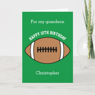 Green Football Sport 12th Birthday Card