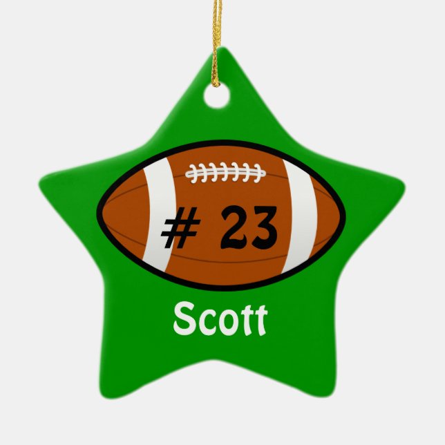 Green Football Star Ornament (Front)