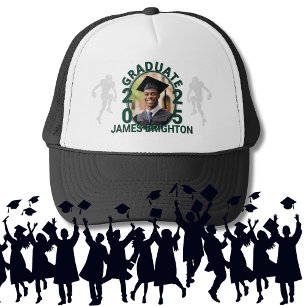 Green Football Themed Photo Graduate Trucker Hat