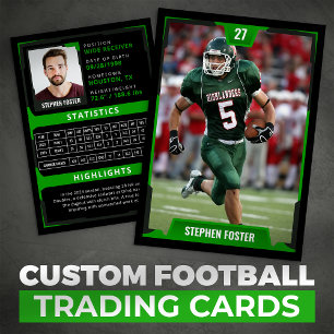 Green Football Trading Card Football Player Photo