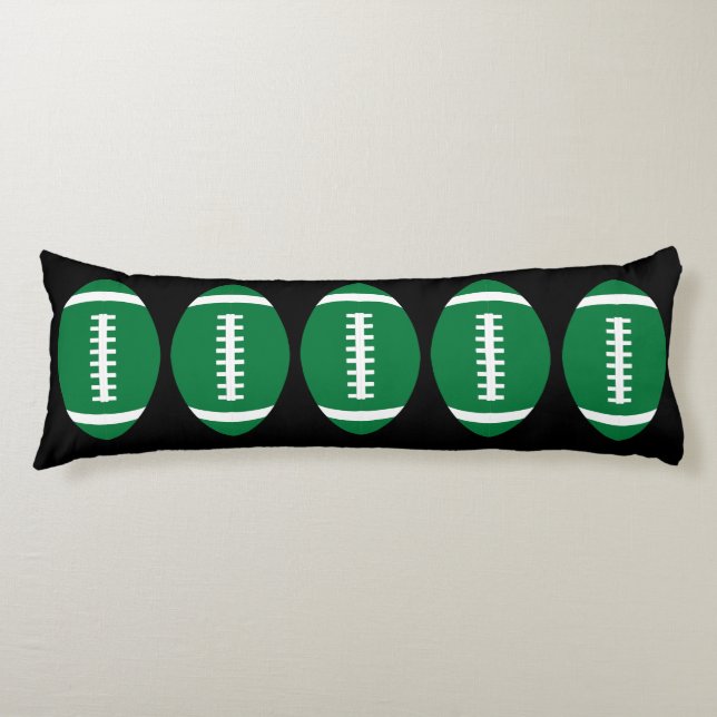 Green Footballs Boys Room Football Player Comfy Body Cushion (Front)