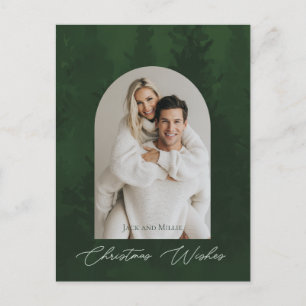 Green forest Christmas Design Holiday Postcard