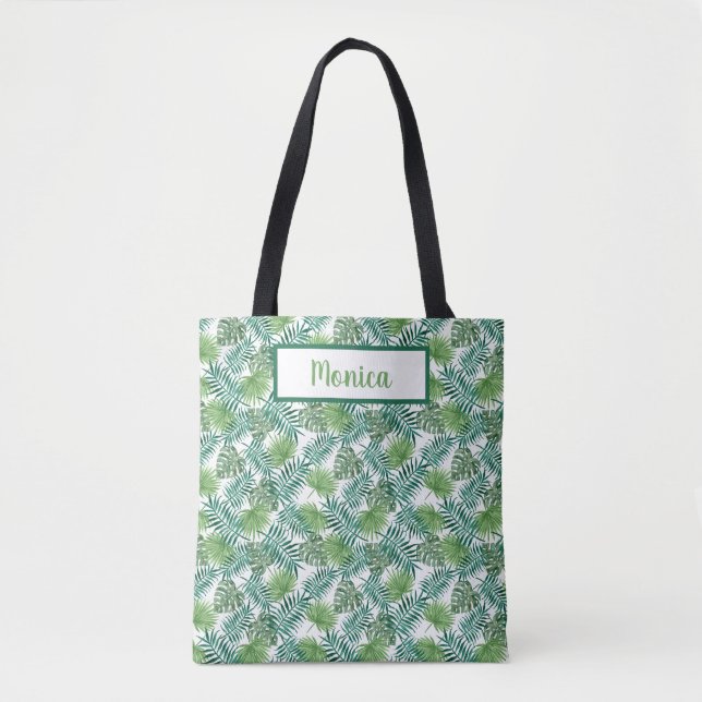 Green Forest Ferns On White Background   Tote Bag (Front)