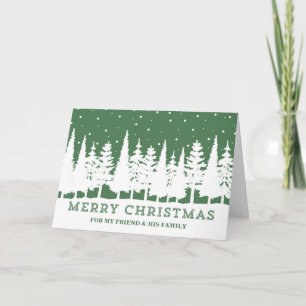 Green Forest Friend & Family Christmas Card