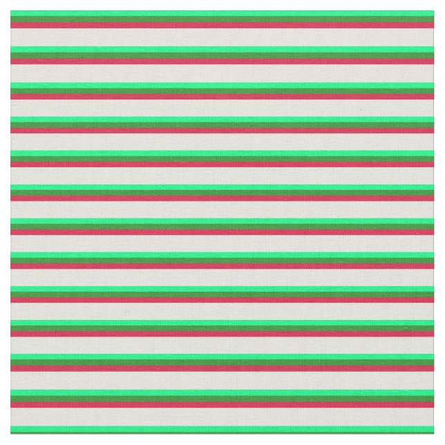 Green, Forest Green, Crimson, and Beige Pattern Fabric (Close Up)