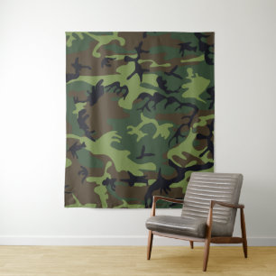 Green Forest Military Camo Tapestry
