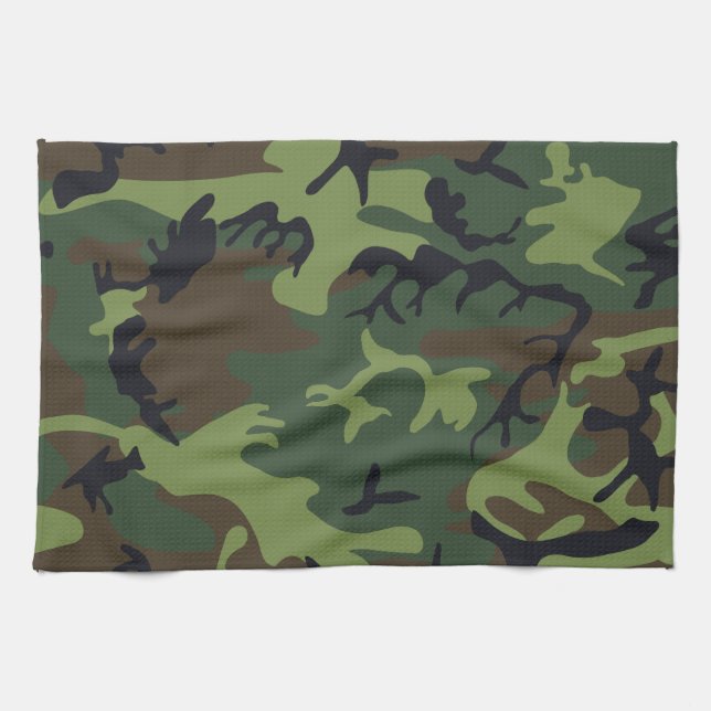 Green Forest Military Camo Tea Towel (Horizontal)