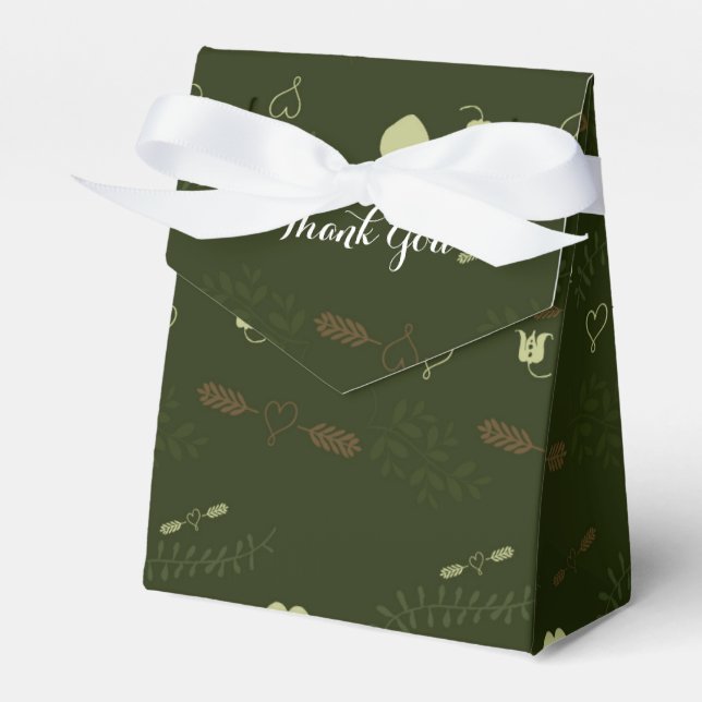 Green Forest Modern Rustic Wedding Party Favour Box (Front Side)